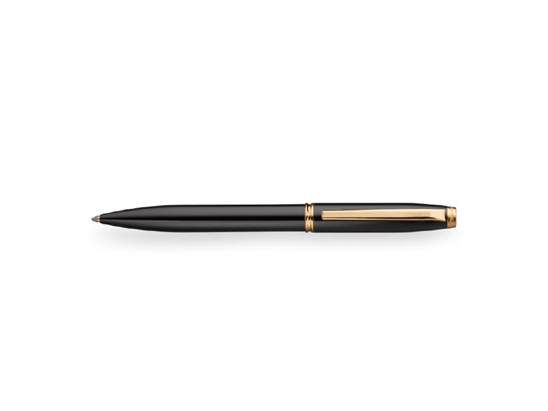 Pennline ATLAS Gloss Black barrel Ballpoint Pen featuring Gold Tone trims