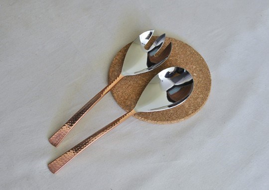 Oval Copper-Plated Salad Servers