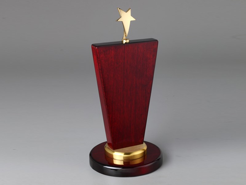 Wood Trophy with Gold Star