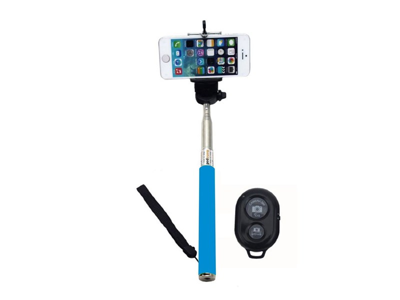 Selfie Stick Blue with Bluetooth