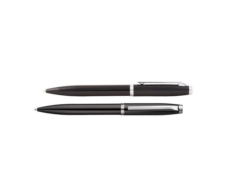 Pennline ATLAS Gloss Black barrel Ballpoint Pen featuring Chrome Plated trims