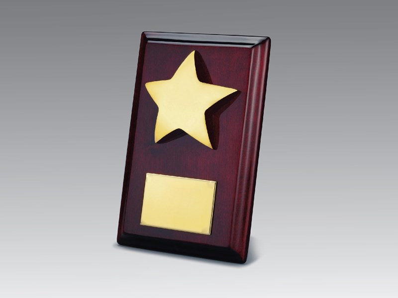 Rectangular plaque with gold star