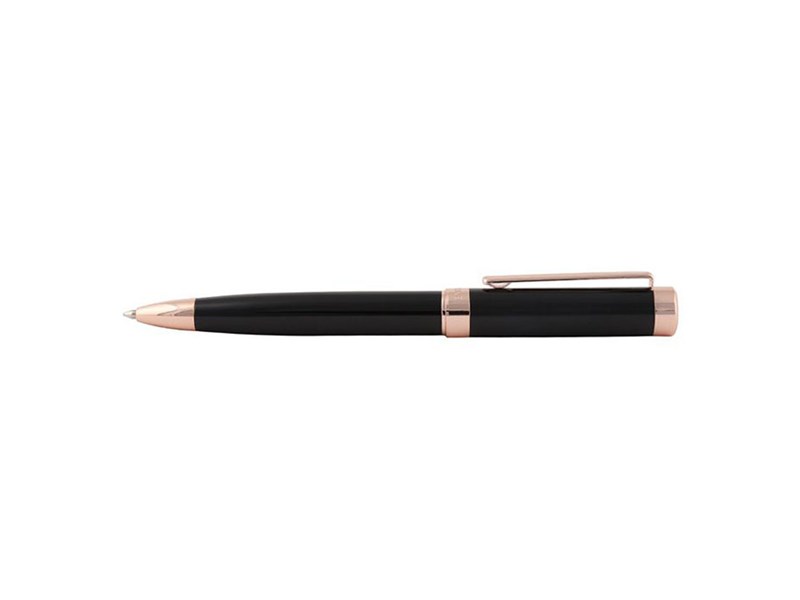 Pennline HERCULES Gloss Black barrel featuring Rose Gold trims Ball Pen