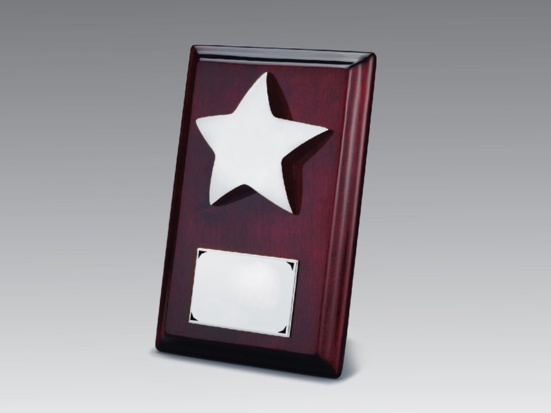 Rectangular plaque with silver star